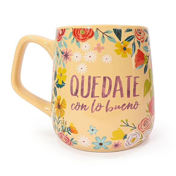 Austin & Ash Floral Quedate con lo Bueno Mug Focus on the Positive Ceramic Cup - Picture 4 of 7
